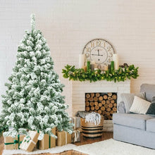 Load image into Gallery viewer, 4.5 ft Snow Flocked Artificial Christmas Tree with 400 Tips and Foldable Base
