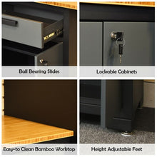 Load image into Gallery viewer, 10 pcs Garage Storage Cabinet Set with Bamboo Worktop
