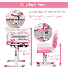 Load image into Gallery viewer, Adjustable Kids Desk Chair Set with Lamp and Bookstand-Pink
