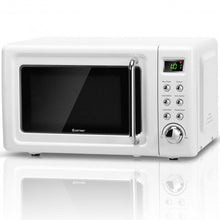 Load image into Gallery viewer, 700W Glass Turntable Retro Countertop Microwave Oven-White
