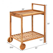 Load image into Gallery viewer, 2-Tier Acacia Rolling Kitchen Trolley Cart
