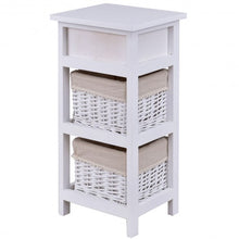 Load image into Gallery viewer, Wooden Morden Nightstand with 2 Wicker Rattan Drawers
