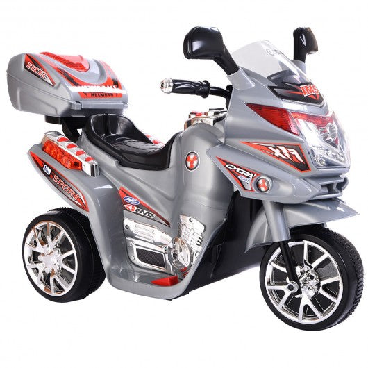 3 Wheel Kids Ride On Motorcycle 6V Battery Powered Electric Toy Bicyle New-Gray
