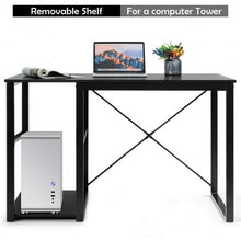 Load image into Gallery viewer, Computer Desk with Bamboo Top &amp; 2 Storage Shelves-Black Desk
