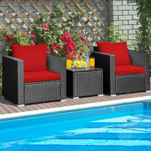 Load image into Gallery viewer, 3 Pcs Patio wicker Furniture Set with Cushion-Red

