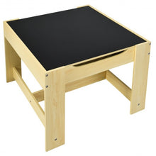 Load image into Gallery viewer, Kids Table Chairs Set With Storage Boxes Blackboard Whiteboard Drawing-Natural

