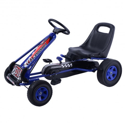 4 Wheels Kids Ride On Pedal Powered Bike Go Kart Racer Car Outdoor Play Toy-Blue