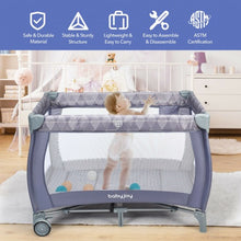 Load image into Gallery viewer, Portable Foldable Baby Playard Nursery Center with Changing Station-Gray
