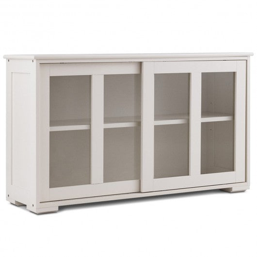 Sideboard Buffet Cupboard Storage Cabinet with Sliding Door-White