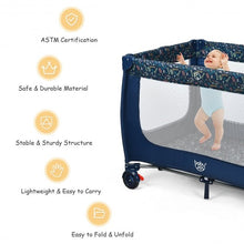 Load image into Gallery viewer, Portable Baby Playpen with Mattress Foldable Design-Blue
