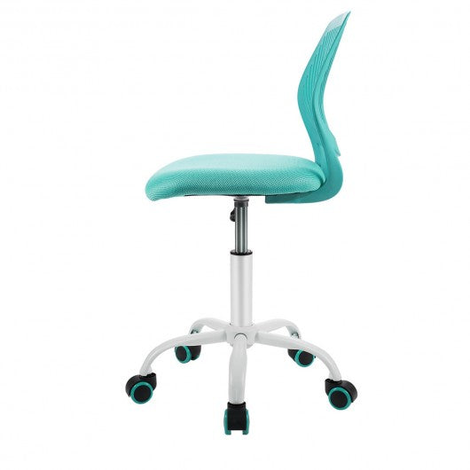 Adjustable Office Task Desk Armless Chair-Turquoise