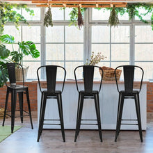 Load image into Gallery viewer, 30" Height Set of 4 High Back Metal Industrial Bar Stools-Black
