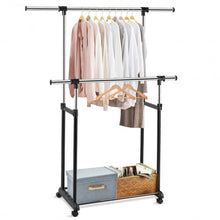 Load image into Gallery viewer, Height Adjustable Extendable Double Rail Clothes Rack
