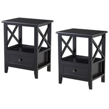 Load image into Gallery viewer, 2 pcs Living Room End Side Nightstands with Storage Drawer-Black
