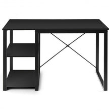 Load image into Gallery viewer, Computer Desk with Bamboo Top &amp; 2 Storage Shelves-Black Desk
