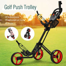Load image into Gallery viewer, Folding 3 Wheels Golf Push Cart with Brake Scoreboard Adjustable Handle-Red
