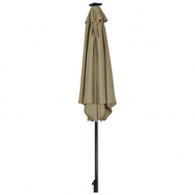Load image into Gallery viewer, 9&#39; Solar LED Lighted Patio Market Umbrella Tilt Adjustment Crank Lift -Tan
