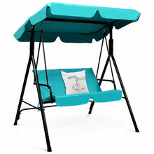 Load image into Gallery viewer, Steel Frame Outdoor Loveseat Patio Canopy Swing with Cushion-Blue
