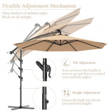 Load image into Gallery viewer, 10 Inch Patio Hanging Solar LED Umbrella Sun Shade with Cross Base-Beige
