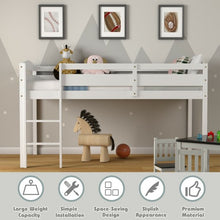 Load image into Gallery viewer, Wooden Twin Low Loft Bunk Bed with Guard Rail and Ladder-White
