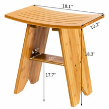 Load image into Gallery viewer, 18&quot; Bamboo Shower Stool Bench with Shelf
