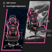 Load image into Gallery viewer, Massage Gaming Chair with Footrest-Pink
