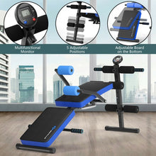 Load image into Gallery viewer, Multi-Functional Foldable Weight Bench Adjustable Sit-up Board with Monitor-Blue
