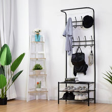 Load image into Gallery viewer, Metal Entryway Coat Hat Shoes Rack 18 Hooks Garment Rack

