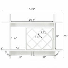 Load image into Gallery viewer, Wall Mount Wine Rack w/ Glass Holder &amp; Storage Shelf
