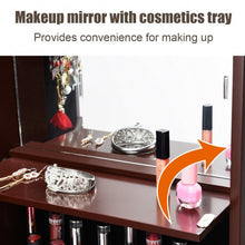 Load image into Gallery viewer, Lockable Wall Door Mounted Mirror Jewelry Cabinet w/LED Lights-Brown
