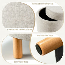 Load image into Gallery viewer, Round Storage Ottoman with Tray Top Accent Padded Footrest-Beige
