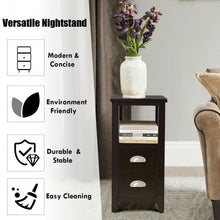 Load image into Gallery viewer, Set of 2 End Table Wooden with 2 Drawer &amp; Shelf Bedside Table-Espresso
