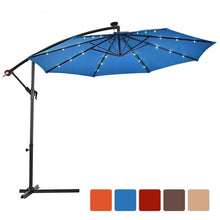 Load image into Gallery viewer, 10&#39; Patio Hanging Umbrella Sun Shade with Solar LED Lights-Blue
