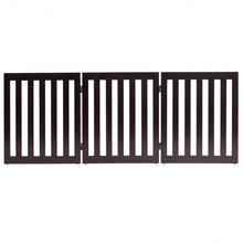 Load image into Gallery viewer, 24&#39;&#39; Folding Standing 3 Panels Wood Pet Fence-Brown
