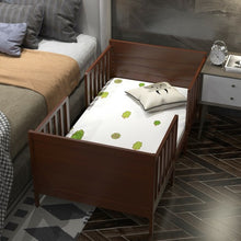 Load image into Gallery viewer, 2-in-1 Convertible Kids Wooden Bedroom Furniture with Guardrails-Brown
