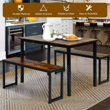 Load image into Gallery viewer, 3-Piece Kitchen Dining Table Set with 2 Benches for Limited Space -Coffee
