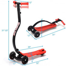 Load image into Gallery viewer, Folding Kids C Shape Anti-Collision Adjustable Kick Scooter -Red
