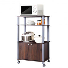 Load image into Gallery viewer, Microwave Rack Stand Rolling Storage Cart-Walnut
