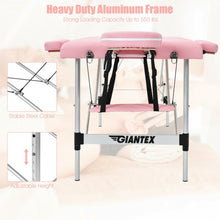 Load image into Gallery viewer, 84&#39;&#39; L Portable Adjustable Massage Bed with Carry Case for Facial Salon Spa -Pink

