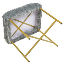 Load image into Gallery viewer, Faux Fur Ottoman Decorative Stool with Metal Legs
