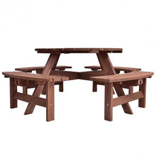 Load image into Gallery viewer, Patio 8 Seat Wood Picnic Dining Seat Bench Set
