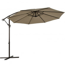 Load image into Gallery viewer, 10 Ft Patio Offset Hanging Umbrella with Easy Tilt Adjustment-Tan
