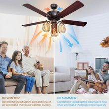 Load image into Gallery viewer, 52&quot; Electric Ceiling Fan with 5 Blades and 3 Lights for Living Room and Bedroom
