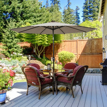 Load image into Gallery viewer, 10&#39; Solar LED Lighted Patio Market Umbrella Shade Tilt Adjustment Crank-Tan
