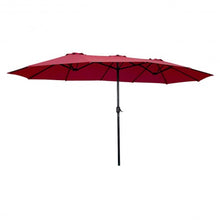 Load image into Gallery viewer, 15&#39; Twin Patio Umbrella Double-Sided Outdoor Market Umbrella without Base -Wine

