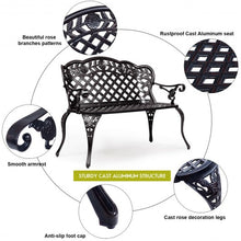 Load image into Gallery viewer, 42.5&quot; Outdoor Furniture Cast Aluminum Antique Garden Bench

