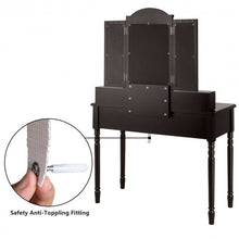 Load image into Gallery viewer, Makeup Dressing Table with Tri-Folding Mirror and Cushioned Stool for Women
