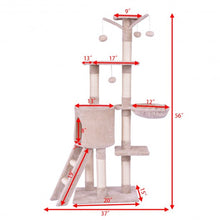 Load image into Gallery viewer, 56&quot; Condo Scratching Posts Ladder Cat Play Tree
