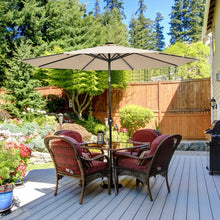 Load image into Gallery viewer, 10&#39; Solar LED Lighted Patio Market Umbrella Shade Tilt Adjustment Crank-Beige
