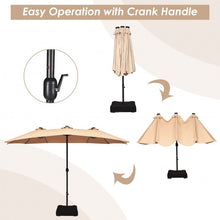 Load image into Gallery viewer, 15 Ft Solar LED Patio Double-sided Umbrella Market Umbrella with Weight Base-Beige
